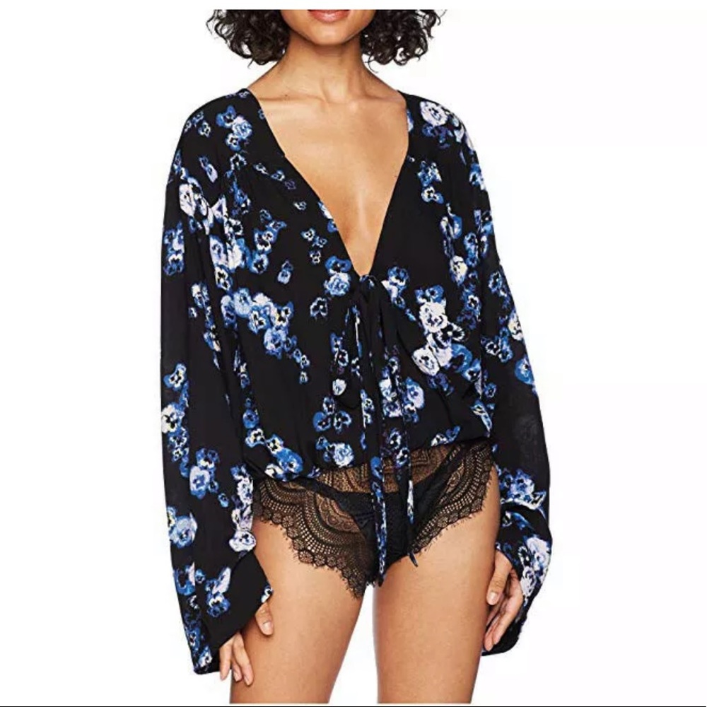 Free People Forties Feel Bell Sleeve Bodysuit S - Picture 2 of 15